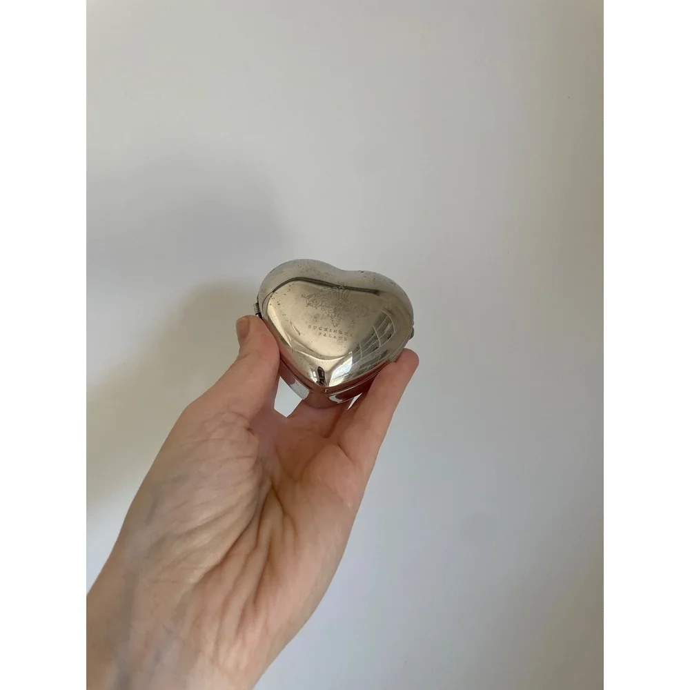 Vintage Heart Shaped Trinket Jewelry Box, Mirror‎ Lined, Buckingham Palace